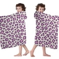 thumbnail image 4 of Light Green and Purple Of Leopard Print Hooded Bath Towel，60"x35" for Ages 3 To 12 Kids, Quick Dry Lightweight Soft Microfiber Hood Beach Towel Cover Up for Kids, 4 of 7
