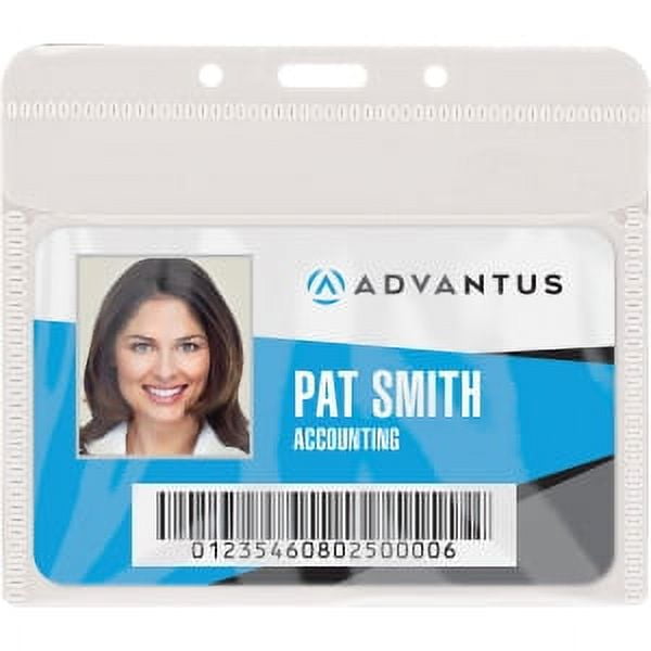 Advantus 75603 PVC-Free Badge Holders, Horizontal, 4 x 3, Clear, 50/Pack  