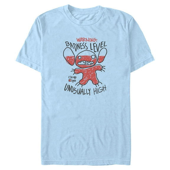 Mens Lilo & Stitch Warning Badness Level T Shirt