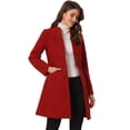 thumbnail image 1 of Abrigo largo Allegra K de invierno para mujer Cuello En V Rojo Oscuro S, 1 of 6