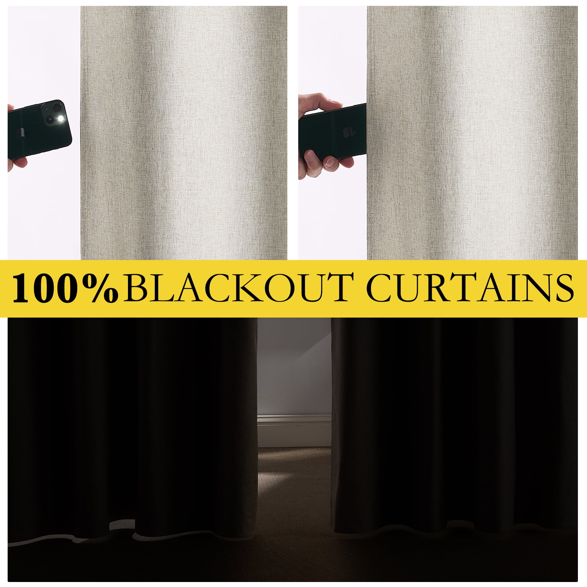 NICETOWN 100% Blackout Curtains for Bedroom Privacy Room Darkening Thermal Insulated Modern Window Treatment, W42 x L90, Sand, Set of 2