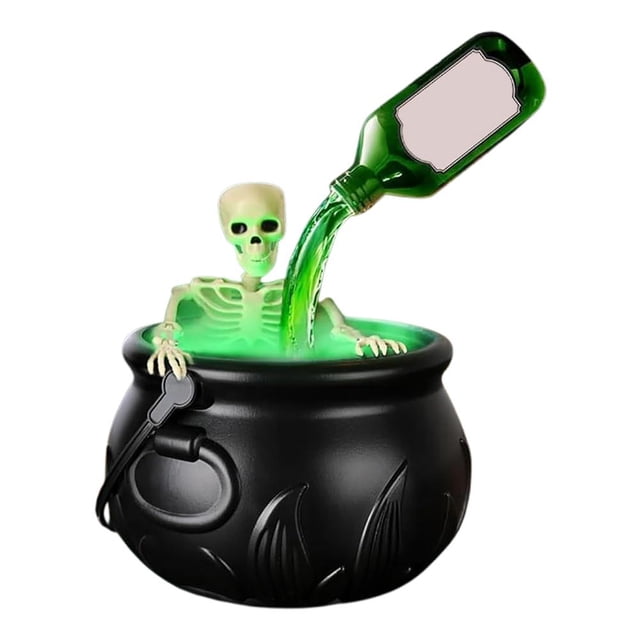 2025 New Skeleton Potion Witches Cauldrons,Magic Floating Potion Bottles and Diffuser Halloween Decorations,Led Mist Maker & Black Magic Cauldron for Enchanting Party Table Decor