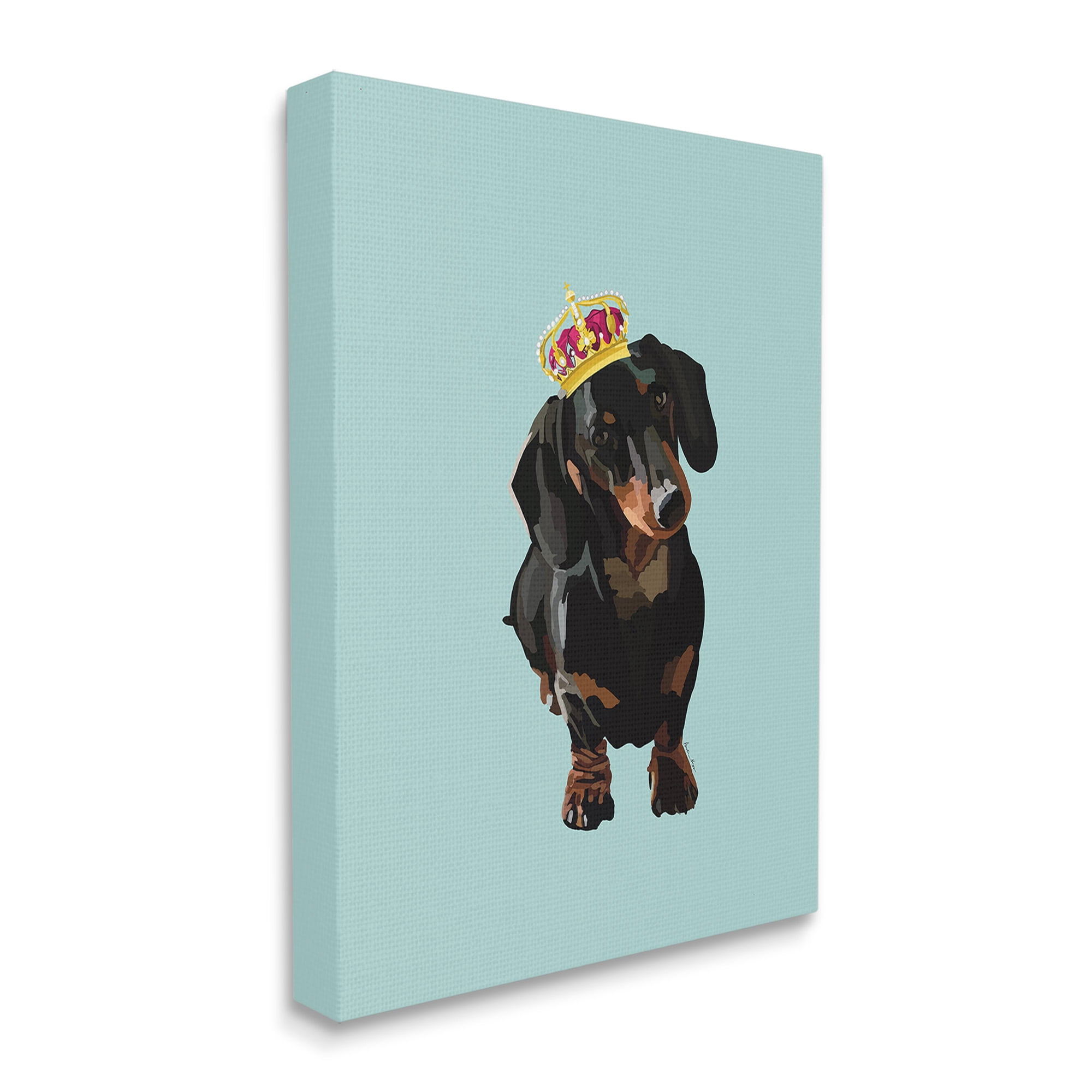 Stupell Industries Dachshund with Royal Crown Animals & Insects Painting Gallery Wrapped Canvas Art Print Wall Art, 24 x 30