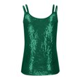 thumbnail image 6 of CFLVAEK Sequin Tank Tops for Women Loose Fit Spaghetti Strap Party Club Shirts Sparkly Glitter V Neck Cocktail Party Camisole 2025 Green XL, 6 of 10