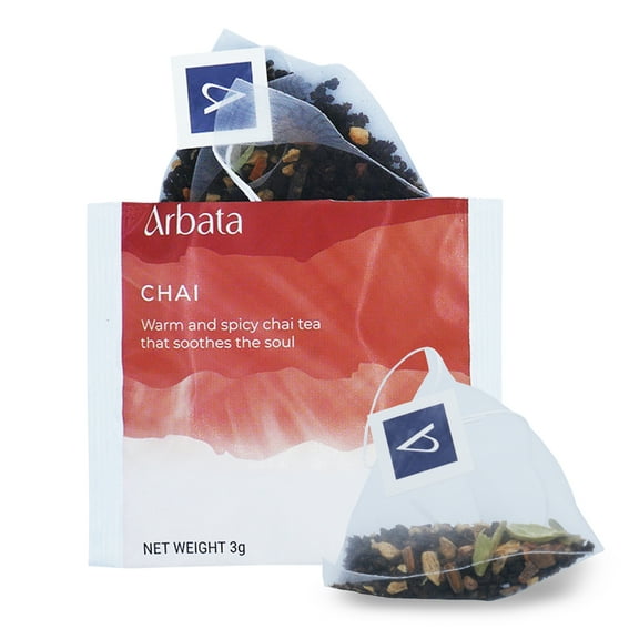 Arbata Chai Tea, 24 Pyramid Tea Bags Caffeinated Black Tea, Naturally Flavored Spiced Masala Chai with Ginger, Cinnamon, Cardamom