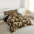 thumbnail image 3 of jejeloiu Chic Leopard Pattern Queen Comforter Set,Cute Bow Ribbon Bedding Sets,Yellow Brown Bedding Comforter Set For Men Women,Super Cozy Room Decor Reversible,3-Piece, 3 of 8