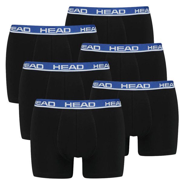 HEAD Calzoncillos de Hombre, Paquete de 6 - Básico, Slgodón elástico, liso Negro/Azul XL (X-Large)