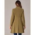 thumbnail image 3 of DARING DIVA Velvet A-Line Stand Collar Double Breasted Trench Coats S Khaki, 3 of 6