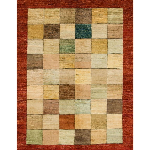 Ahgly Company Machine Washable Indoor Rectangle Abstract Orange Area Rugs, 8' x 12'