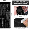 thumbnail image 2 of Black Fringe Curtain Party Streamers 3 Pack 3.3x6.6 Ft Foil Fringe Backdrop Curtains for Birthday Wedding Bridal Baby Shower Halloween Decor Tinsel Streamers Black Party Decorations Door Streamers, 2 of 7