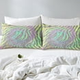 thumbnail image 5 of Animal Bed Sheets Set Silver Zebra Print Queen Size Sheet Sets, Girly Sparkle Sheets Rainbow Swirl Spiral Bed Set, Aesthetic Gradient Ombre Flat Sheet Glitters Decor, 5 of 6