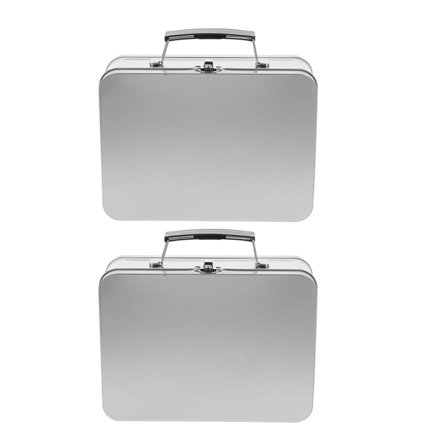 2 loncheras vintage de mano y estilo retro, contenedor multifunción de metal con tapa, práctico contenedor de transporte.