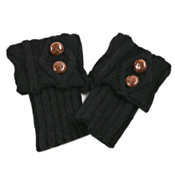 YIGSECU Short Buttons Leg Warmers Crochet Cable Knit Warm Solid Boot Cuffs Socks Toppers
