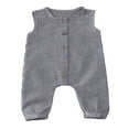 thumbnail image 1 of Barboteuse Sans Manches pour Bébés Filles Garçons à Carreaux avec Boutons Combinaison une Pièce, 1 of 6