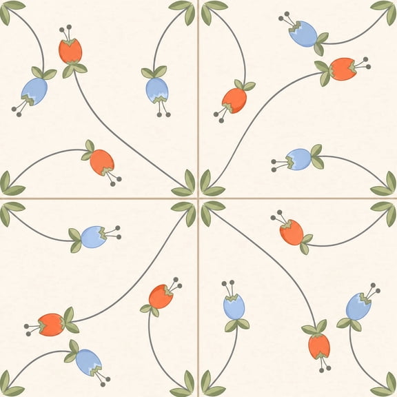 DEWOO 12''x12'' Peel and Stick Kitchen Backsplash Tiles Floral Cute Contact Paper Vintage Village Country Cottage Wallpaper Farmhouse Renter Friendly Geometry Heat & Water Resistant Kitchen Bedroom