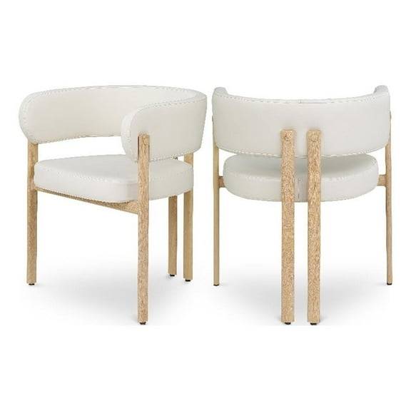 Pemberly Row Modern Cream Vegan Leather Dining Chair (Set of 2)