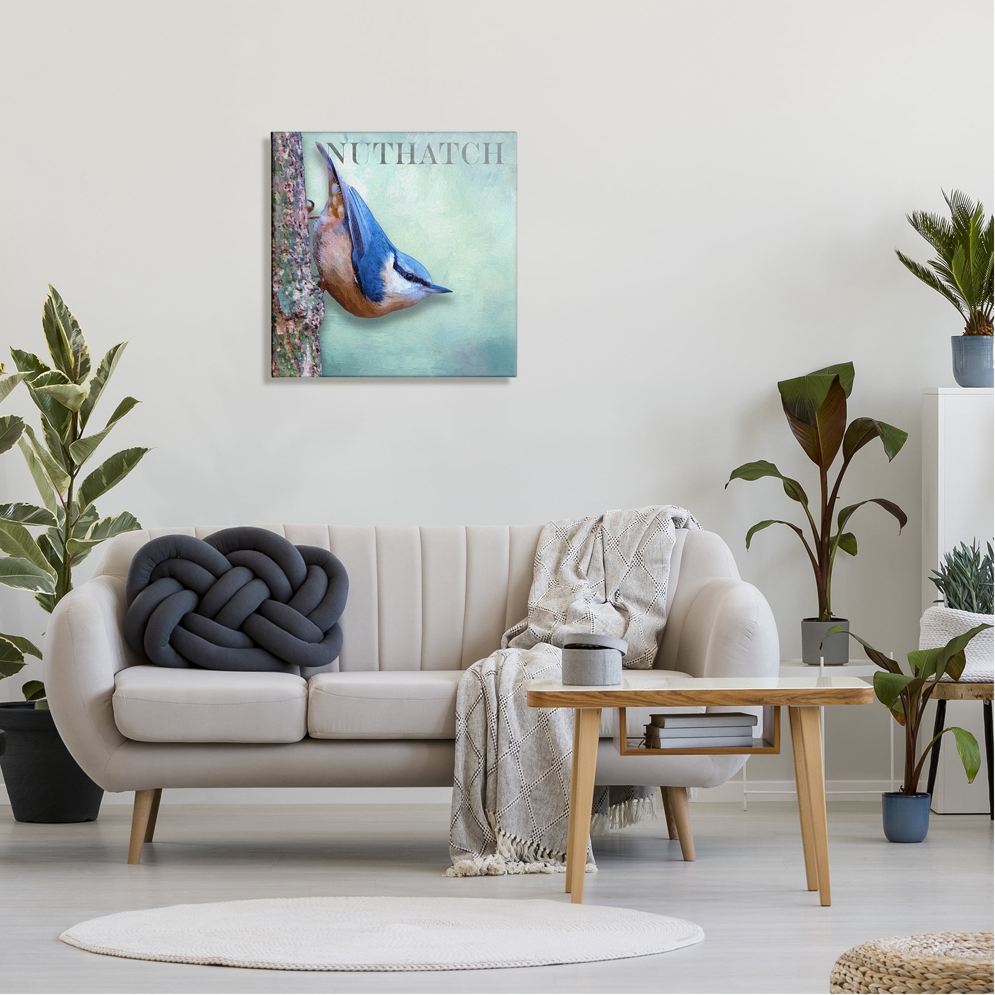 Stupell Industries Blue Nuthatch Bird Climbing Tree Forest Wildlife Graphic Art Gallery Wrapped Canvas Print Wall Art, Design by Alpenglow Workshop
