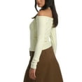thumbnail image 3 of Arvbitana Women Juniors Solid Color Basic Tee Boat Neck Off Shoulder Long Sleeve T-shirt Backless Slim Fit Casual Tops Streetwear, 3 of 6