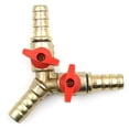 thumbnail image 1 of Válvula en forma de Y para sistemas múltiples, válvula de bola de cierre dividido de 3 vías con conexión dentada para una conexión segura de la manguera, construcción de latón para resistencia a la, 1 of 5