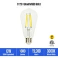 thumbnail image 3 of Westinghouse Lighting 5289020 13 watt & 100 watt Equivalent Clear ST20 Dimmable Filament LED Light Bulb, Medium Base - Pack of 6, 3 of 7