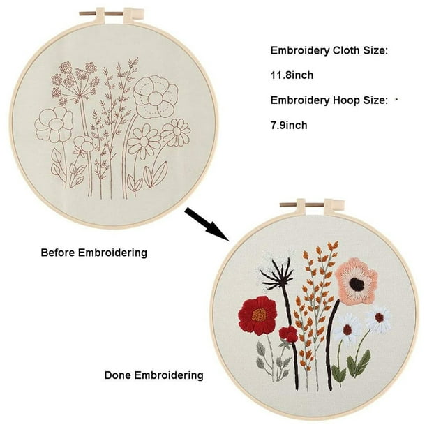 Floral Broderie Starter Kit | Broderie Débutant Kit, avec Aiguilles et 7.9  ''Cerceau, Cadeau pour le Mariage, jour de