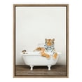 thumbnail image 2 of Kate and Laurel Sylvie Bengal Tiger in Rustic Bath Framed Canvas Wall Art by Amy Peterson Art Studio, 18x24 Gold, Modern Fun Decorative Bathtub Wall Art for Home Décor, 2 of 6