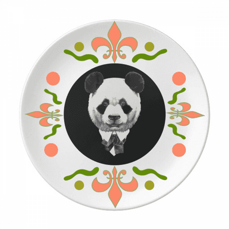 

Gentleman Suit Handsome Panda Treasure Flower Ceramics Plate Tableware Dinner Dish