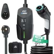 Level 2 EV Charger, 40A/9.6KW Portable & Home Electric Vehicle Charging Stations with 25ft Charging Cable, NEMA 14-50 Plug, Adjustable Current & Timing Delay, EV Charger Compatible with All J1772 EVs