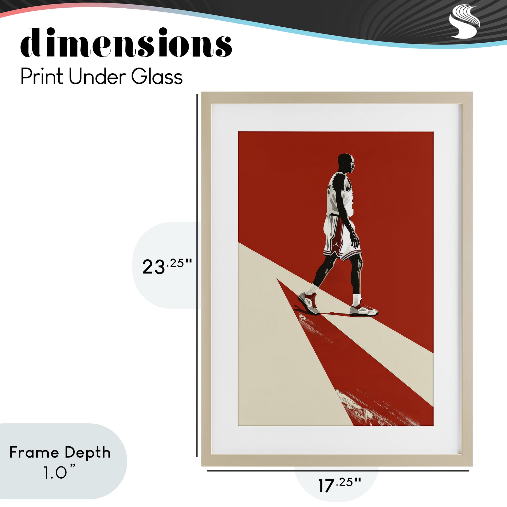 Stupell Industries Retro Basketball Legend Birch Framed Print Under Glass, design by Ray Powers