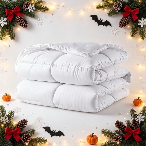 1 Pc Twin Ultra Soft Breathable All Season Quilted Comforter Insert - Machine Washable Skin-Friendly Duvet For Warm Bedroom Comfort