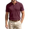 thumbnail image 2 of Knitted Polo Shirts for Men Henley Short Sleeve Button Up Tees Causal Loose Textured T Shirts, L, 2 of 6