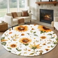 thumbnail image 3 of Spring Flowers Round Area&nbsp;Rug 8ft Watercolor Sunflower Non-Slip&nbsp;Washable Circle Rugs Soft Felt Indoor Floor Mat for Bedroom Kitchen Living Room Bathroom, 3 of 9