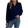 thumbnail image 2 of Long Sleeve Shirts for Women Dressy Blouses Casual Layering V-Neck Pullover Office Work Tunic Top, 2 of 7