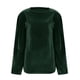 thumbnail image 4 of Karight Women Frill Trim Mock Neck Velvet Top Shirred Flounce Long Sleeve Blouse Daily Regular Solid Shirt, 4 of 5