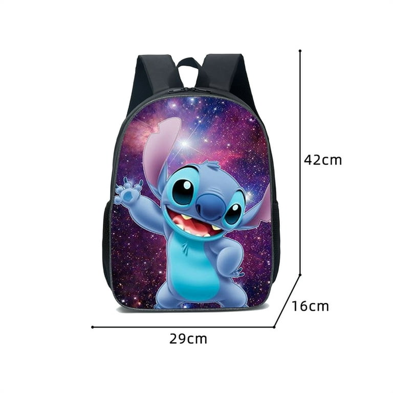 3 Pieces Set Anime Lilo & Stitch Backpack Shoulder Bag Stitch Pencil Case  Student Black School Bag Stitch Diagonal Bag (#6) 