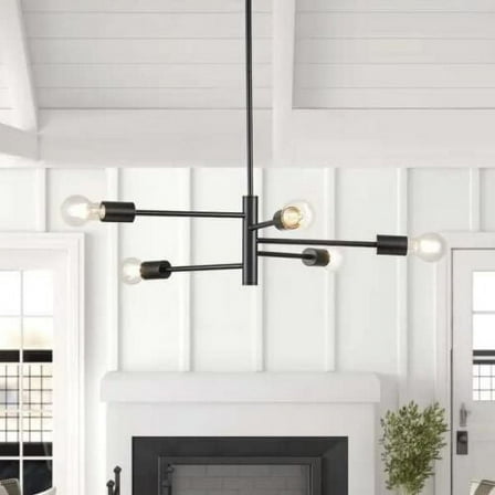 Nauticaz 5 - Light Modern Metal Black/ Gold Sputnik Linear Pendant Chandelier