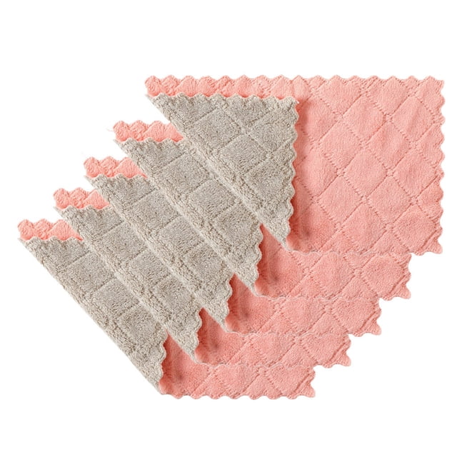 5 Pcs Serviettes à Main Suspendues en Velours Corail Antiadhésif pour Cuisine