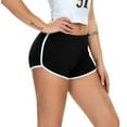thumbnail image 4 of SWSMCLT Women's Gym Shorts Yoga Mid Rise Mid Thigh Stretchy Running Yoga Shorts Sexy Comfy Thin Summer Black 4-6, 4 of 5