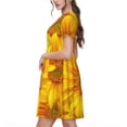 thumbnail image 2 of Naloa 3D Sunflowers Print Womens Summer A-Line Dress with Pockets,Short Sleeve Dresses,Flowy Beach Swing Dress for Vacation Travel, 2 of 6