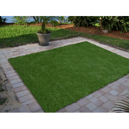 Ottomanson Garden Grass Collection Indoor/Outdoor Artificial Solid Grass Design Area Rug, 3'3