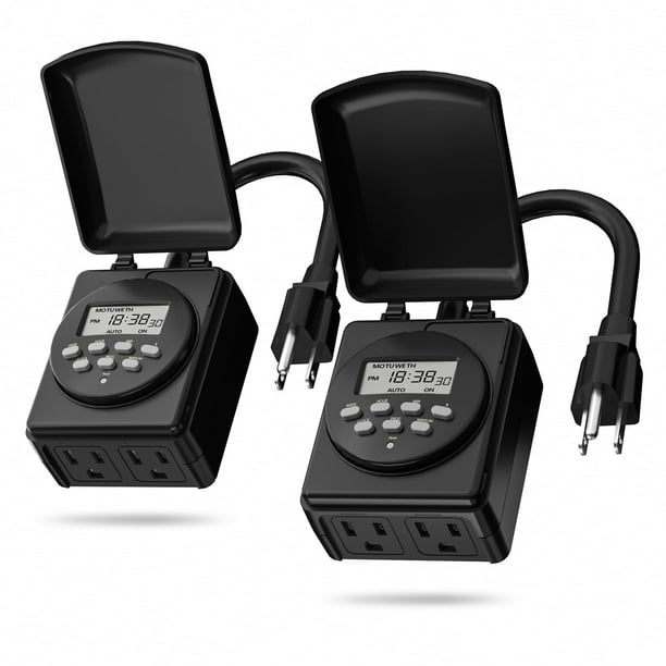 Temporizador para exteriores BN-LINK de 7 días, digital, programable, paquete de 2