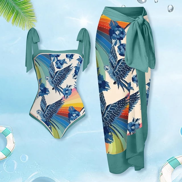 Traje De Baño Damas 2 Piezas De Traje De Baño Atlético De Playa Para Mujer A La Moda Con Vestido Para Accesorios Femeninos (Azul L) Sywqhk Para Estrenar