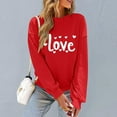 thumbnail image 5 of Valentines Day Outfit Women Love Heart Print T-Shirt Crewneck Graphic Sweatshirt Valentine Long Sleeve Shirts Spring Clothes for Women, 5 of 7