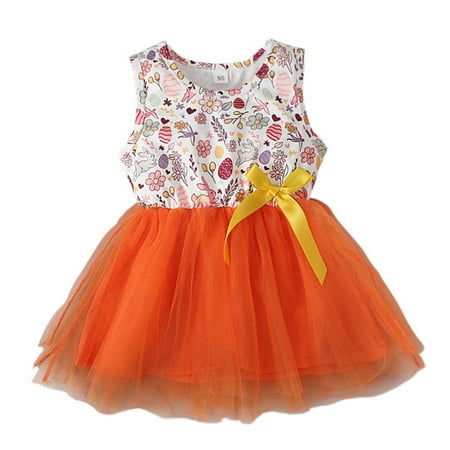 

JDEFEG Toddler Girl Clothes Summer Kids 1-4Y Rabbit Toddler Tulle Baby Patchwork Bow Girls Princess Dresses Bunny Girls Dresses Girls Fancy Dresses 5T Polyester Spandex Orange 90
