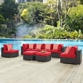 thumbnail image 5 of Lounge Sectional Sofa Table Set, Red, Rattan, Wicker, Outdoor Patio Balcony Cafe Bistro Garden Hospitality Restaurant, Modern Contemporary HB33007, 5 of 5