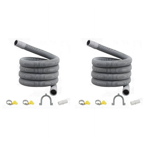 Kit Manguera Lavadora 2.5 Metros Extensión Kit De Extensión Para Lavadora | Manguera De Desagüe Y Llenado De 2.5 Metros, Color Gris/azul Accesorios Lavadora Universal