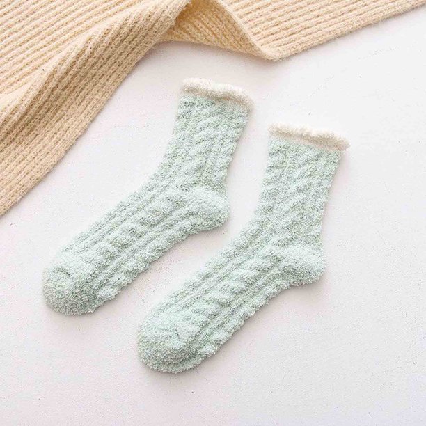 Teissuly Christmas Socks Mid-tube Thickened Coral Fleece Socks Casual Solid Color Coral Fleece Socks Home Socks Teissuly WER2023112000075