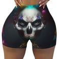 thumbnail image 2 of Fotbe Modern Abstract Colorful Skull C Shorts Sin Costuras – Shorts Deportivos de Cintura Alta para Mujer, Elásticos para Gimnasio, Yoga, Running o Ciclismo-Medium, 2 of 8
