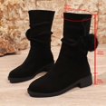 thumbnail image 5 of Women's Mid Calf Boots Fashion Suede Ankle Boots with Comfortable Casual Flat Design for Daily Wear in Autumn and Winter(Color:Black,Size:6.5), 5 of 9