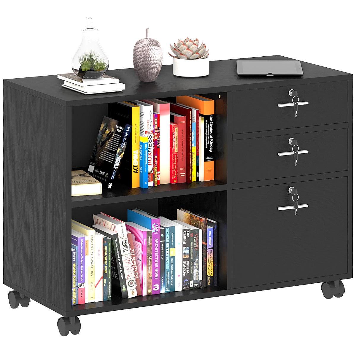 DWVO Lateral File 3 Drawer with Lock Shelf Storage